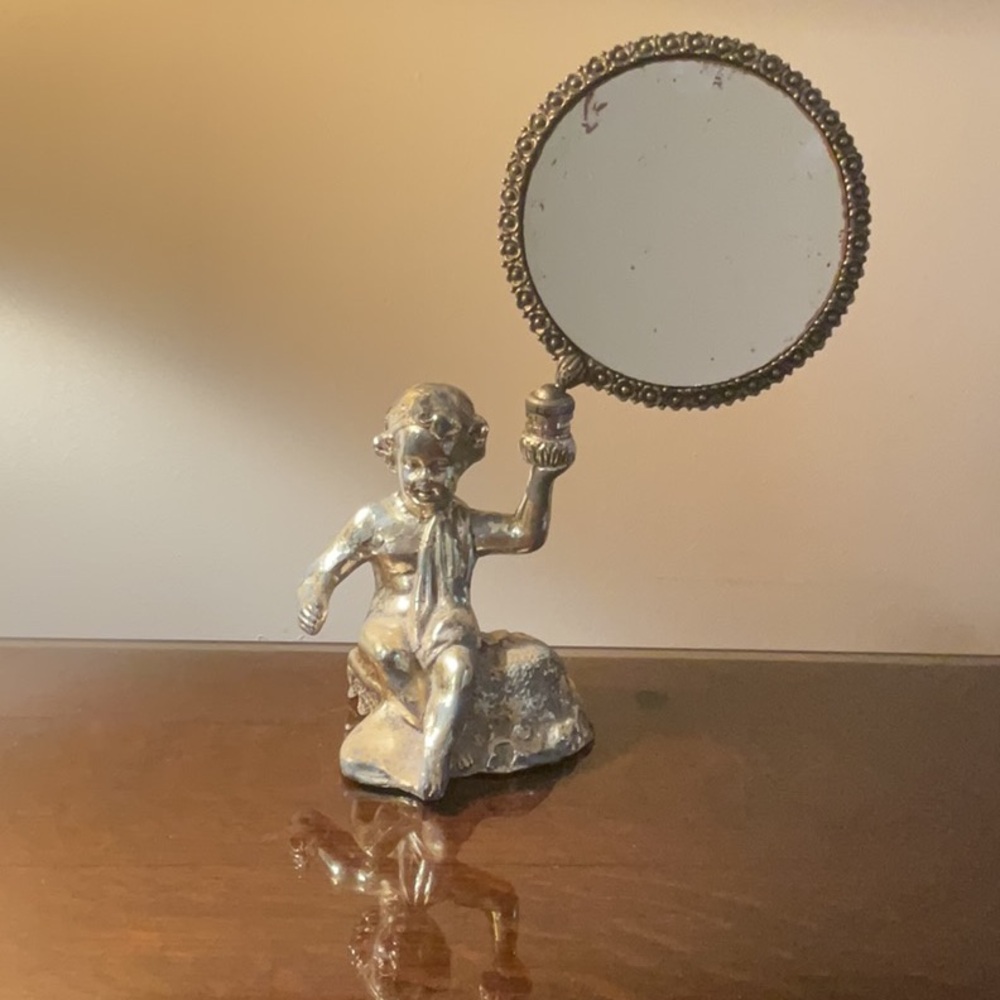 Elegant Silver and Gold Cherub Double Sided  Mirror